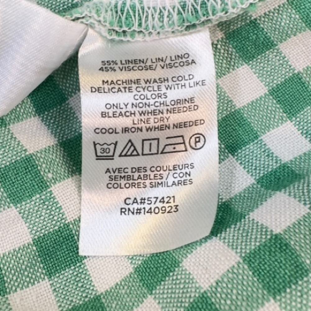 LOFT Womens Linen Green Gingham  Checkered Midi Skirt SIZE 6 - Picture 7 of 8